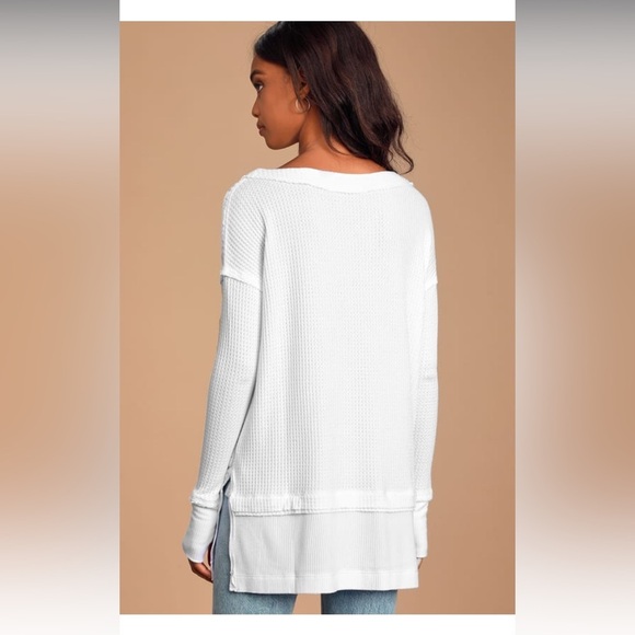 North Shore White Long Sleeve Thermal Top boho free people Nwot fall casual - Picture 2 of 9